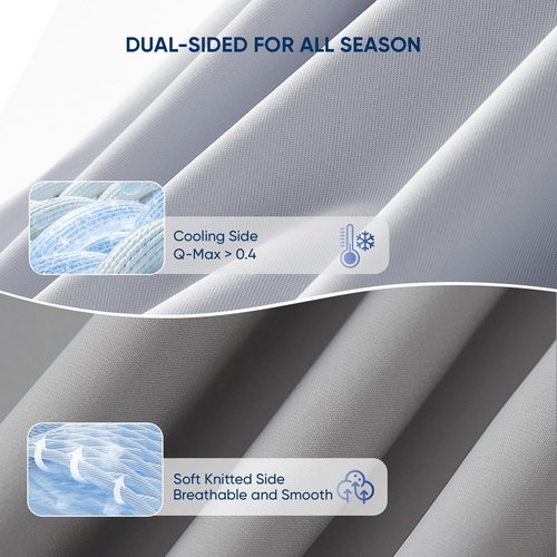 Cooling Comforter King Size, 2PCS Reversible Cooling Blanket for Hot Sleepers and Night Sweats, Cool Blanket with Mattress Pad for Summer, Breathable & Lightweight Comforter for All Season (106"x90")