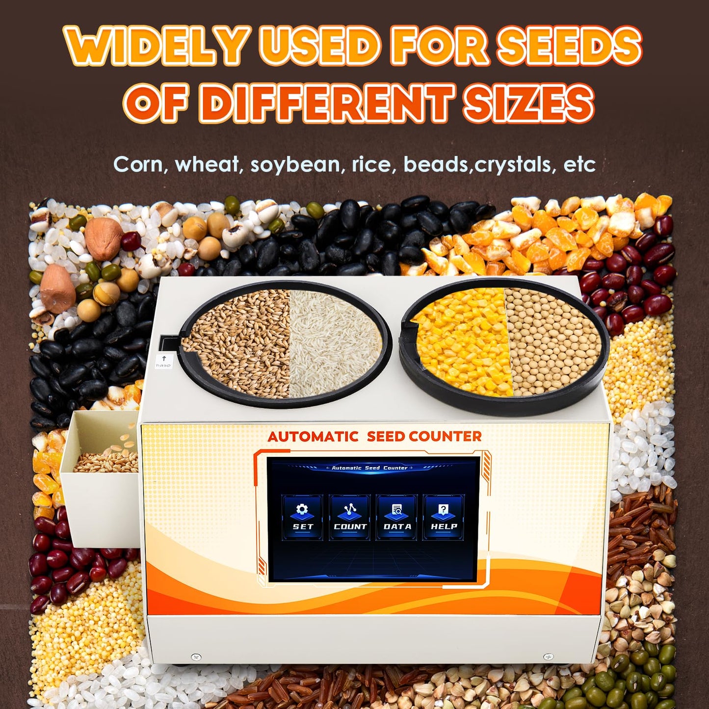 CGOLDENWALL 3Plates Automatic Multi-functions Touchscreen Seeds Counter Machine With Data Storage, Adjustable Speed/Brightness, High Precision Counting for Various Shapes Cereals Seeds Grain