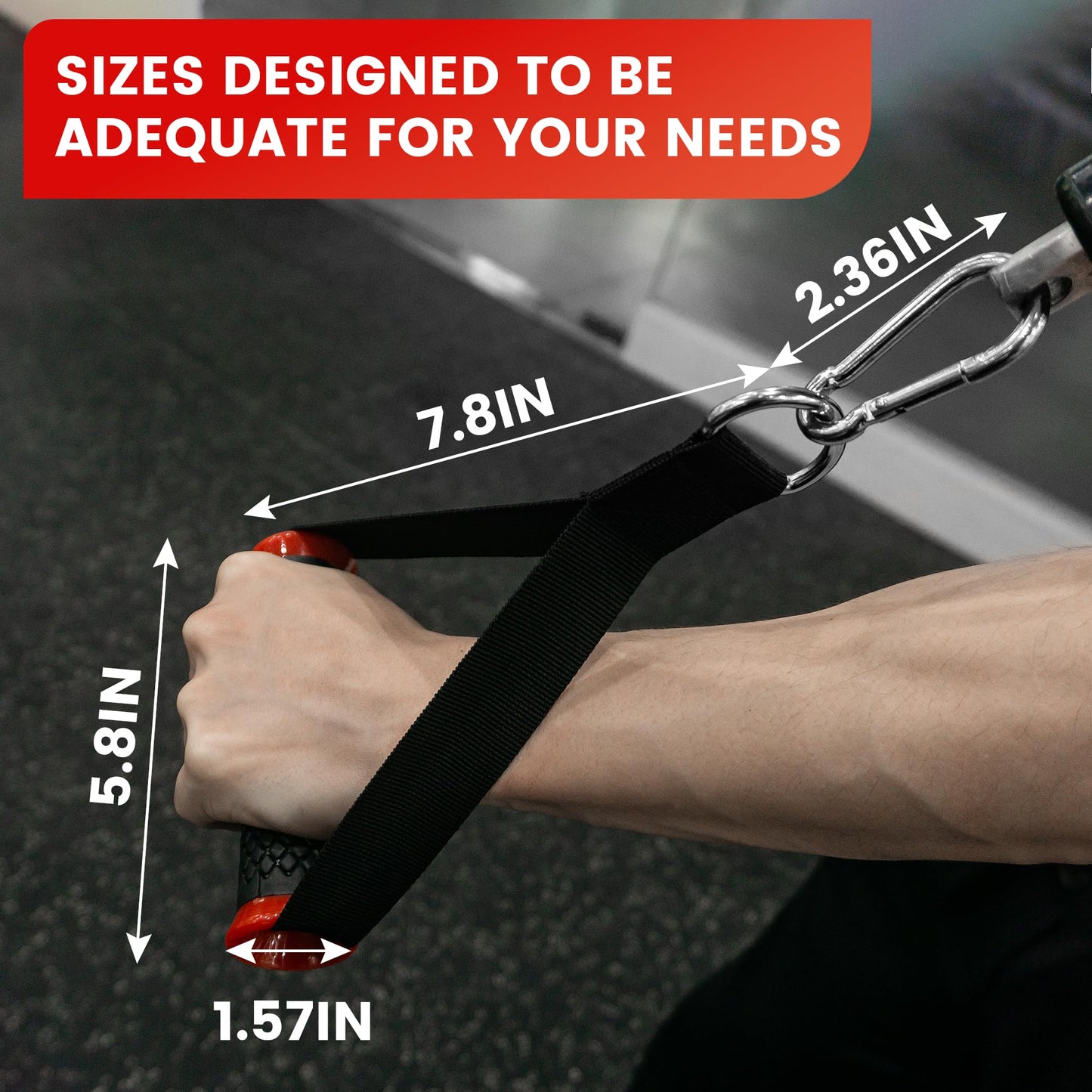 HASSLICKIT Ultra Heavy Duty Exercise Handles, Cable Handles Gym Equipment Attachment, Double D-Ring Grips, Encrypted Webbing, Red Edge Design Non-Slip Comfort Grips