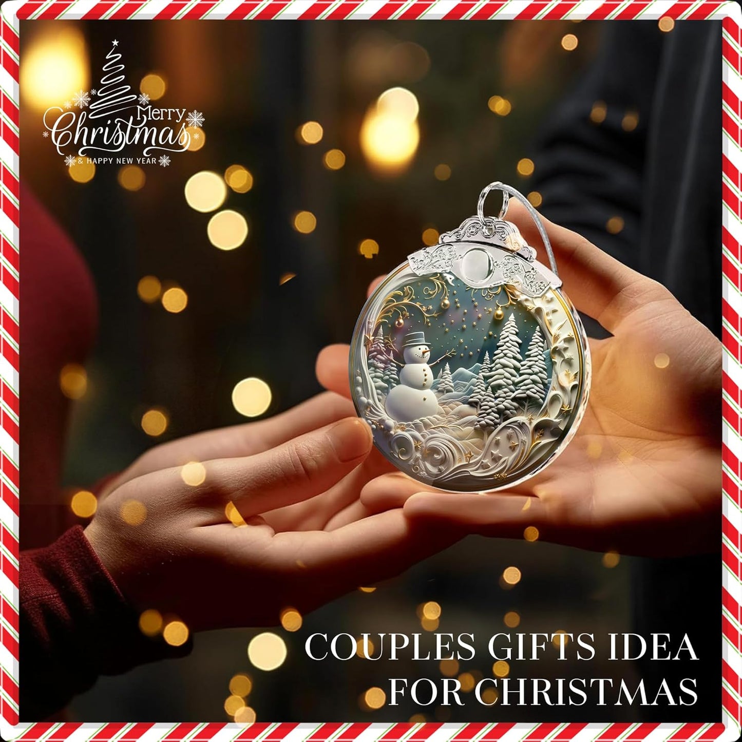 Skiennix Christmas Ornaments - Unique 4-Inch Snowman Acrylic Art for Holiday Decor & Car Interiors
