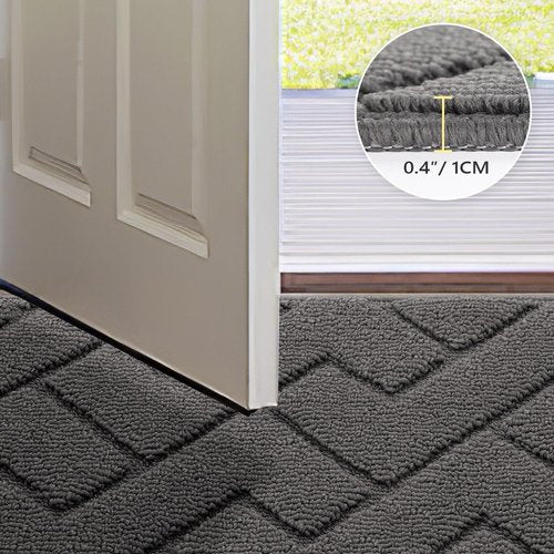 Hicorfe Indoor Doormat - Absorbent Non-Slip Welcome Mat | 20"x31.5" Grey Low-Profile Design
