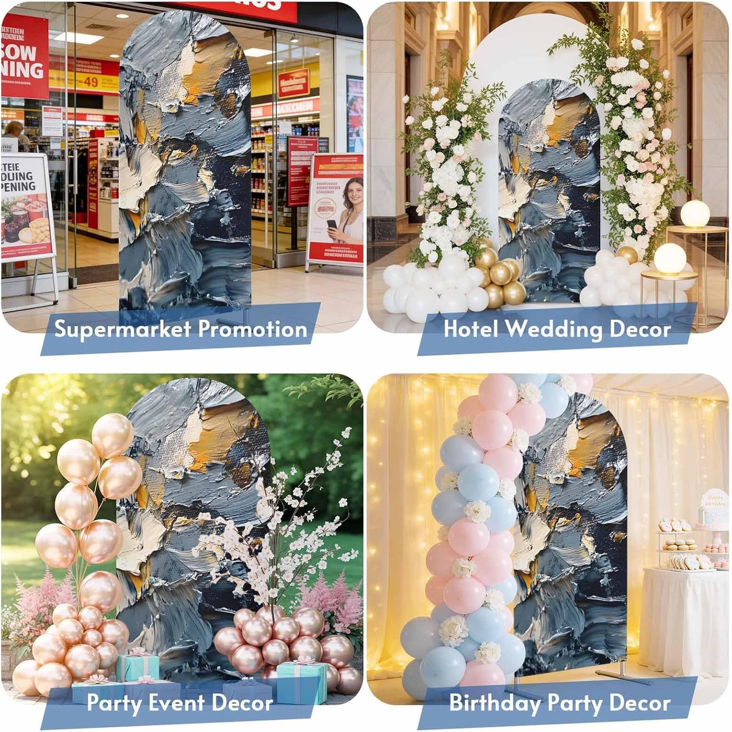 Jnbasdffb 6 Abstract Ombre Wedding Arch Cover, Stretchy Spandex Arch Backdrop Stand Covers FT, Modern Farmhouse Chic