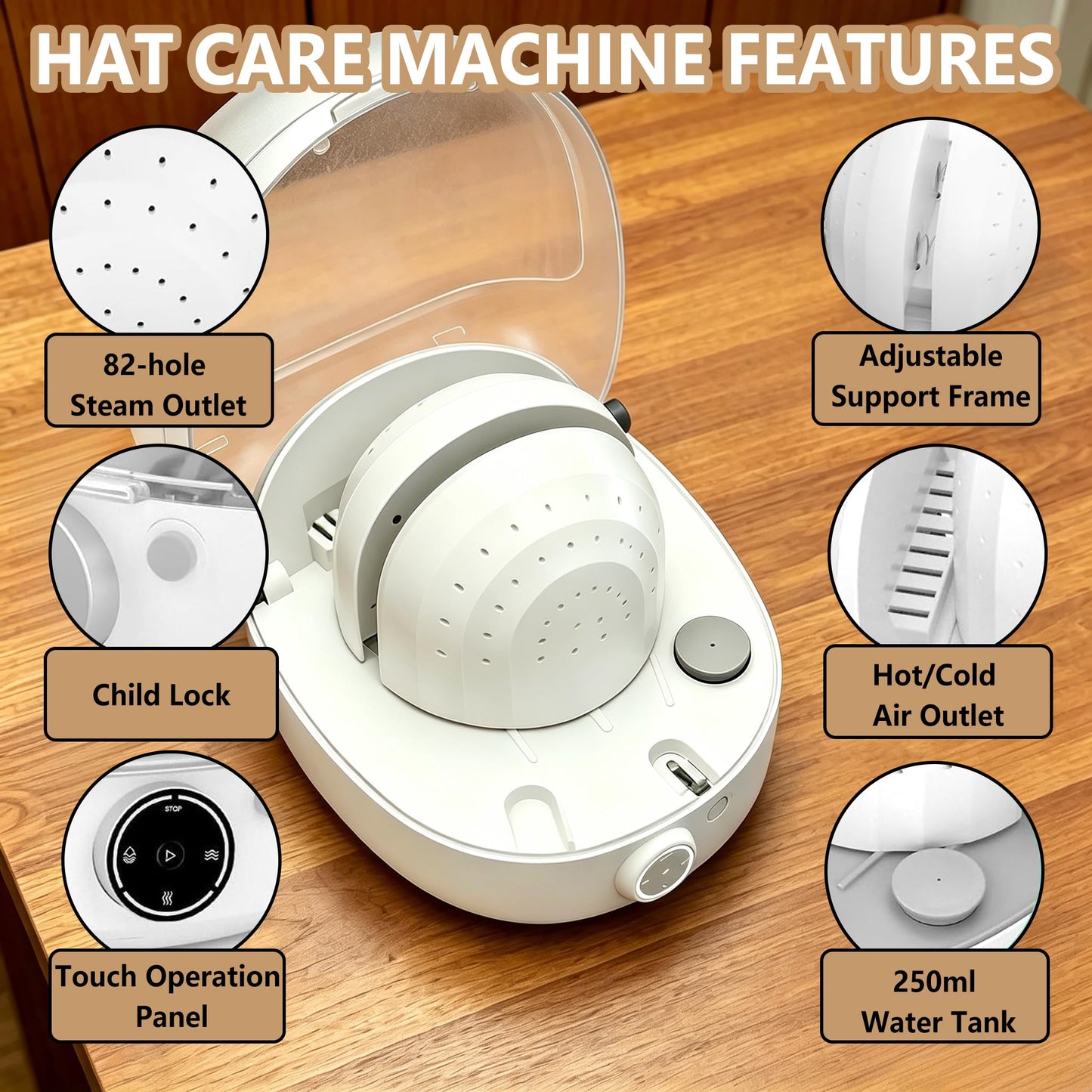 Hat Shaper, Hat Steamer, Hat Care Machine, Automatic Cap Cleaner, Ironing and Drying for Bucket Hat Baseball Cap
