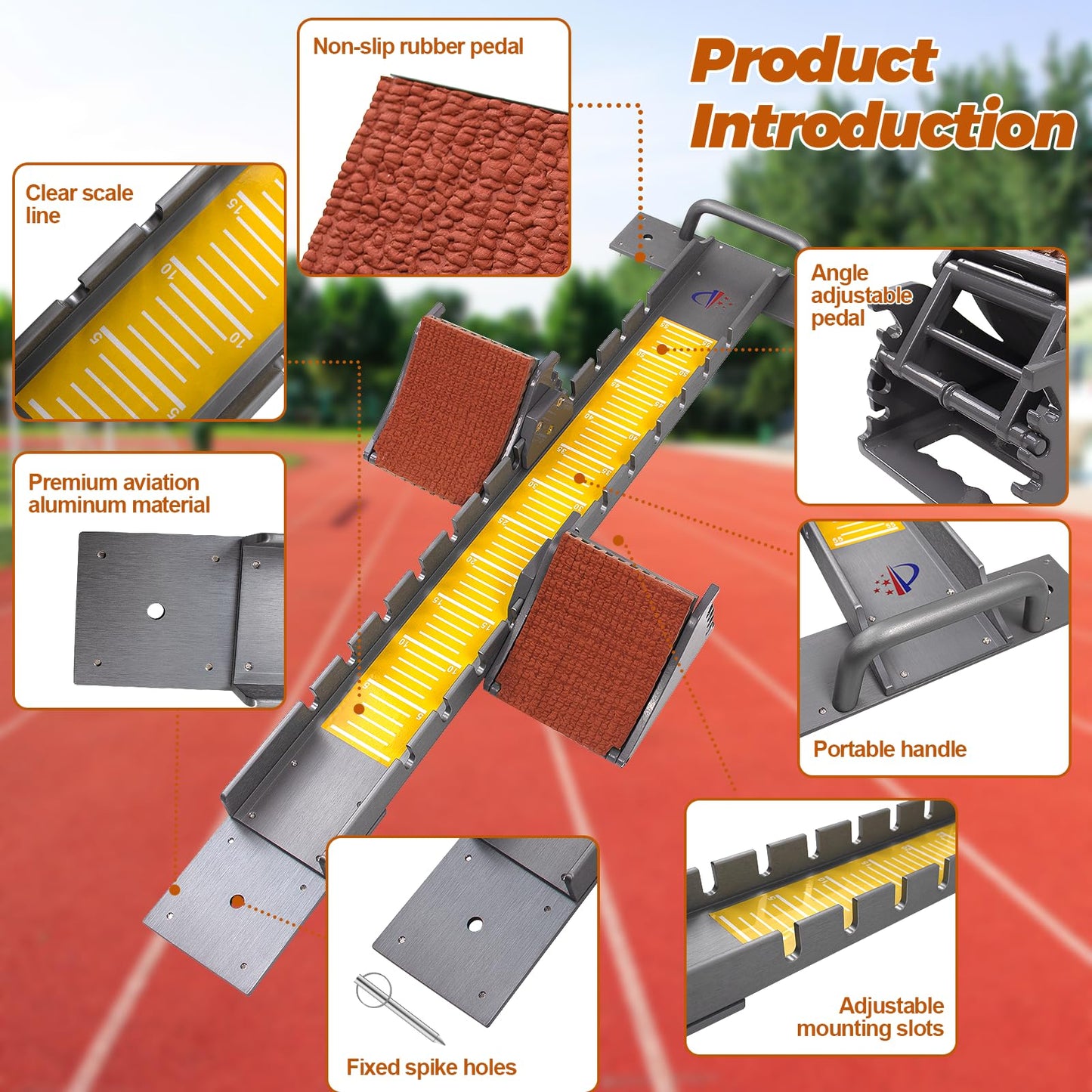 Vaolvpant 35in Starting Blocks with Premium Aircraft-Grade Aluminum 5 Angle Adjustable and Detachable Pedals Ideal for Running Enthusiasts Professional Track and Field Competitions