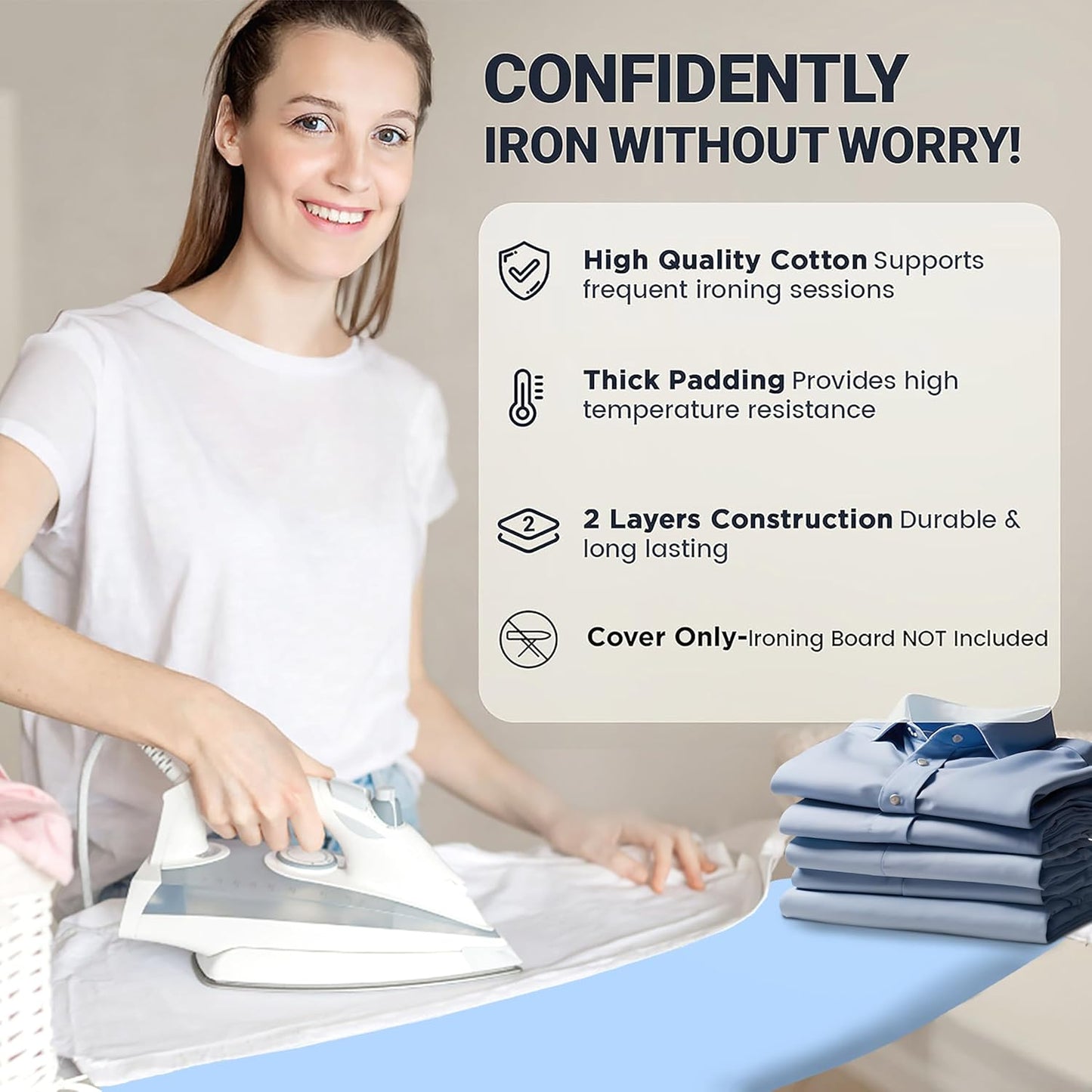UniSimp Small Ironing Board Cover - Heat Resistant Cotton Canvas with Padding | 12.5"x30" Blue