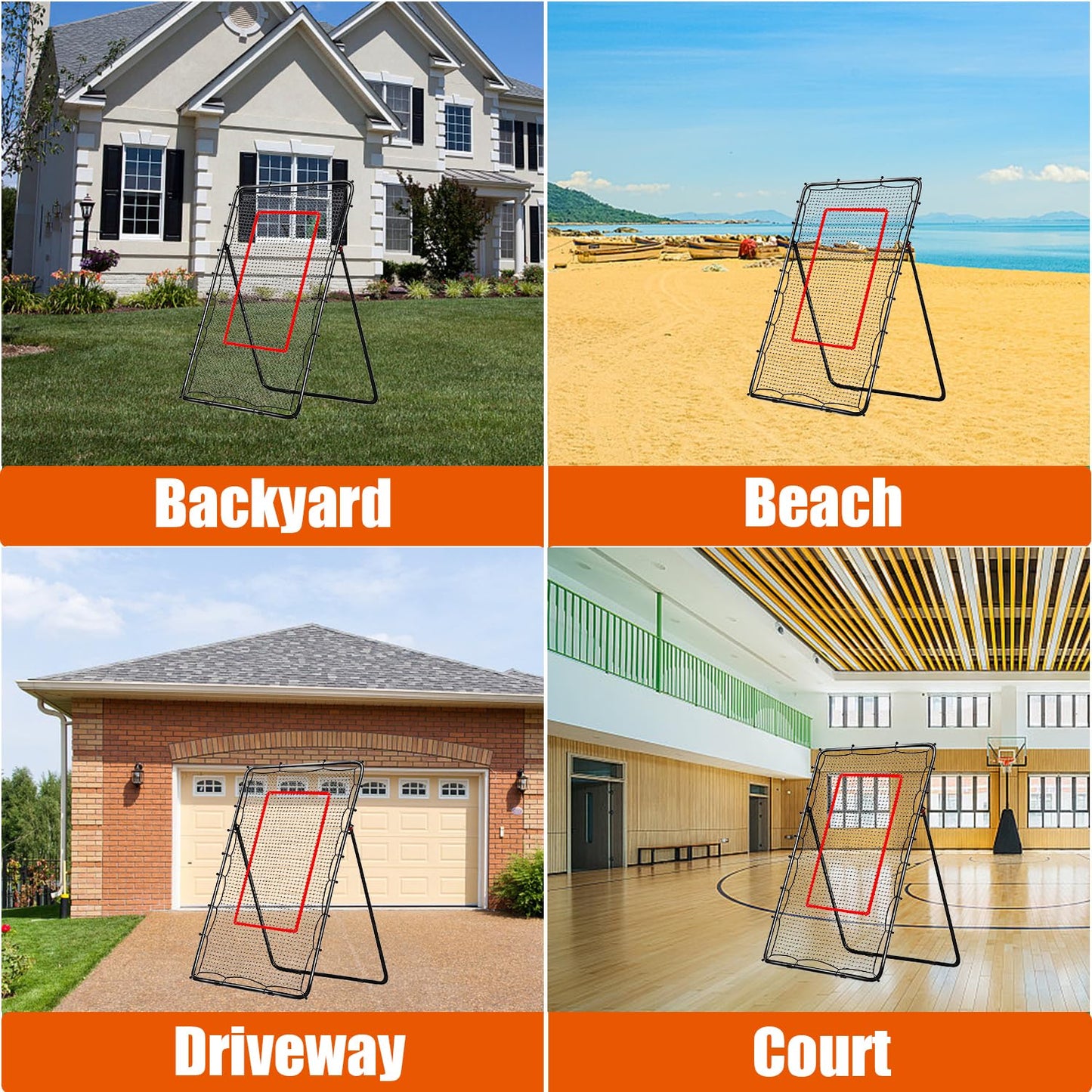 Adjustable Volleyball Rebounder Net 4x7ft, Bounce Back Practice Equipment for Practicing Volleying, Bumping, Spiking-with Volleyball&Bag