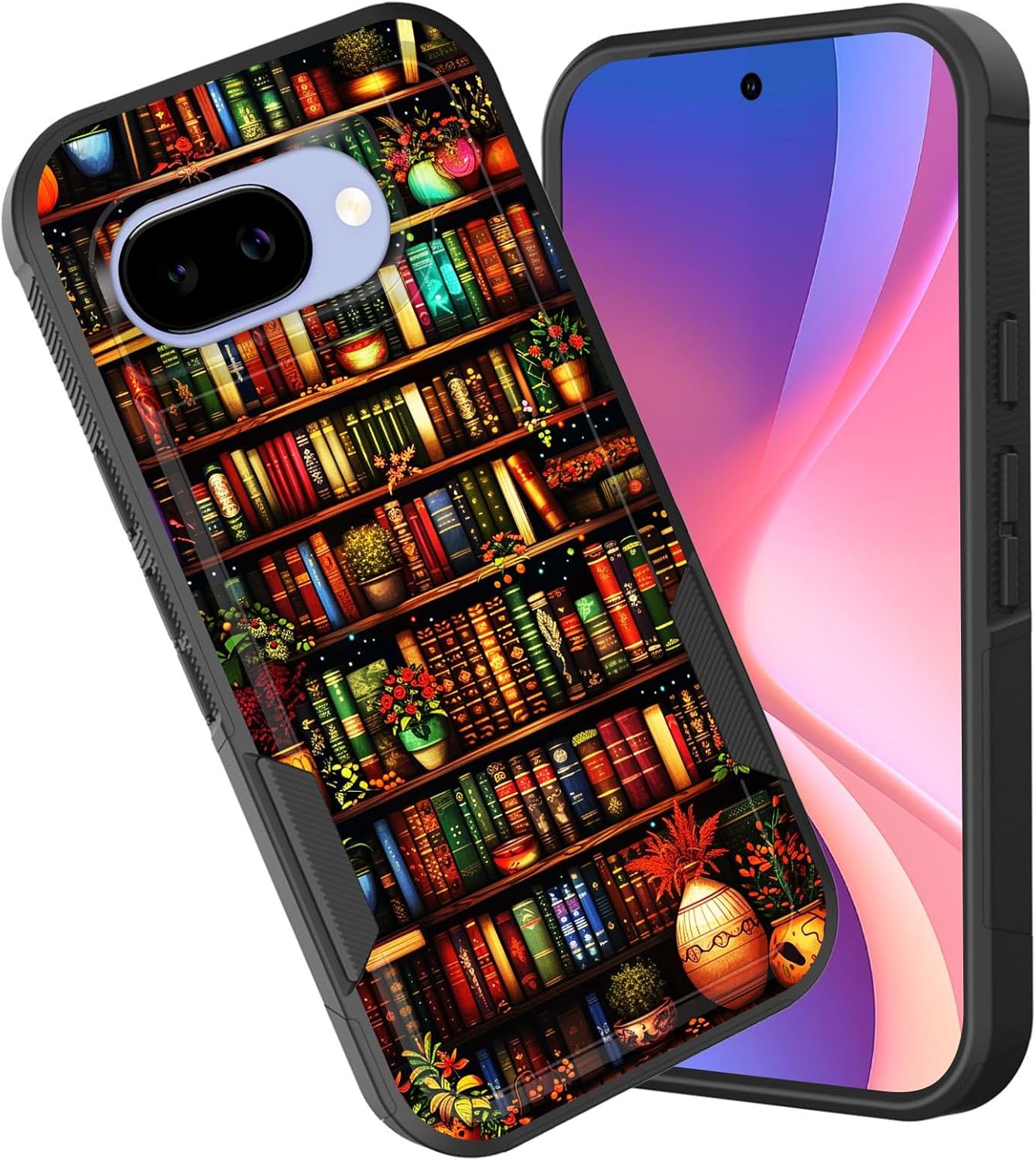CICPLKSE 9a 9a 6.3 inch 2025,Library for Pixel Case,Dual Layer Heavy Duty Hybrid Shockproof Hard PC Soft Silicone TPU