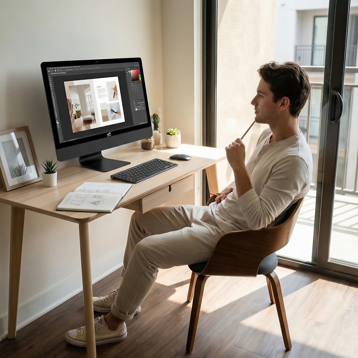STGSivir All in One Desktop Computer, 24" FHD Display, Intel Core i5 up to 3.6G, 16G RAM, 1T SSD, WiFi, BT 5.0, RGB Keyboard & Mouse, Webcam, Windows 11 Home