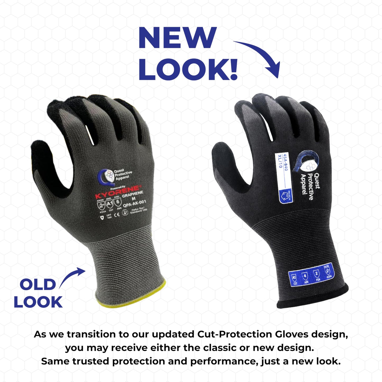 Quest Protective Apparel Cut Resistant Work Gloves (ANSI A1) – Lightweight Graphene Gloves for Gardening,DIY, Mechanical & General Handling – Breathable Grip Gloves for Men & Women – Large, Case of 72