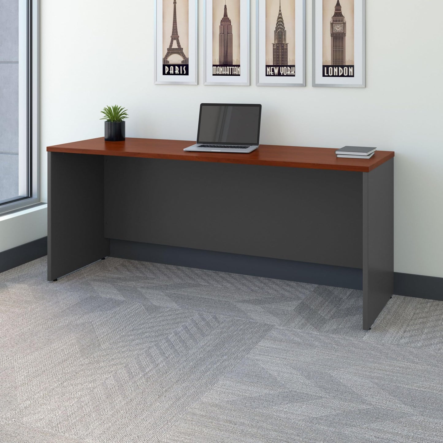 Bush Business Furniture Series C 72W Credenza Desk in Hansen Cherry, Large Computer Table for Home and Professional Office