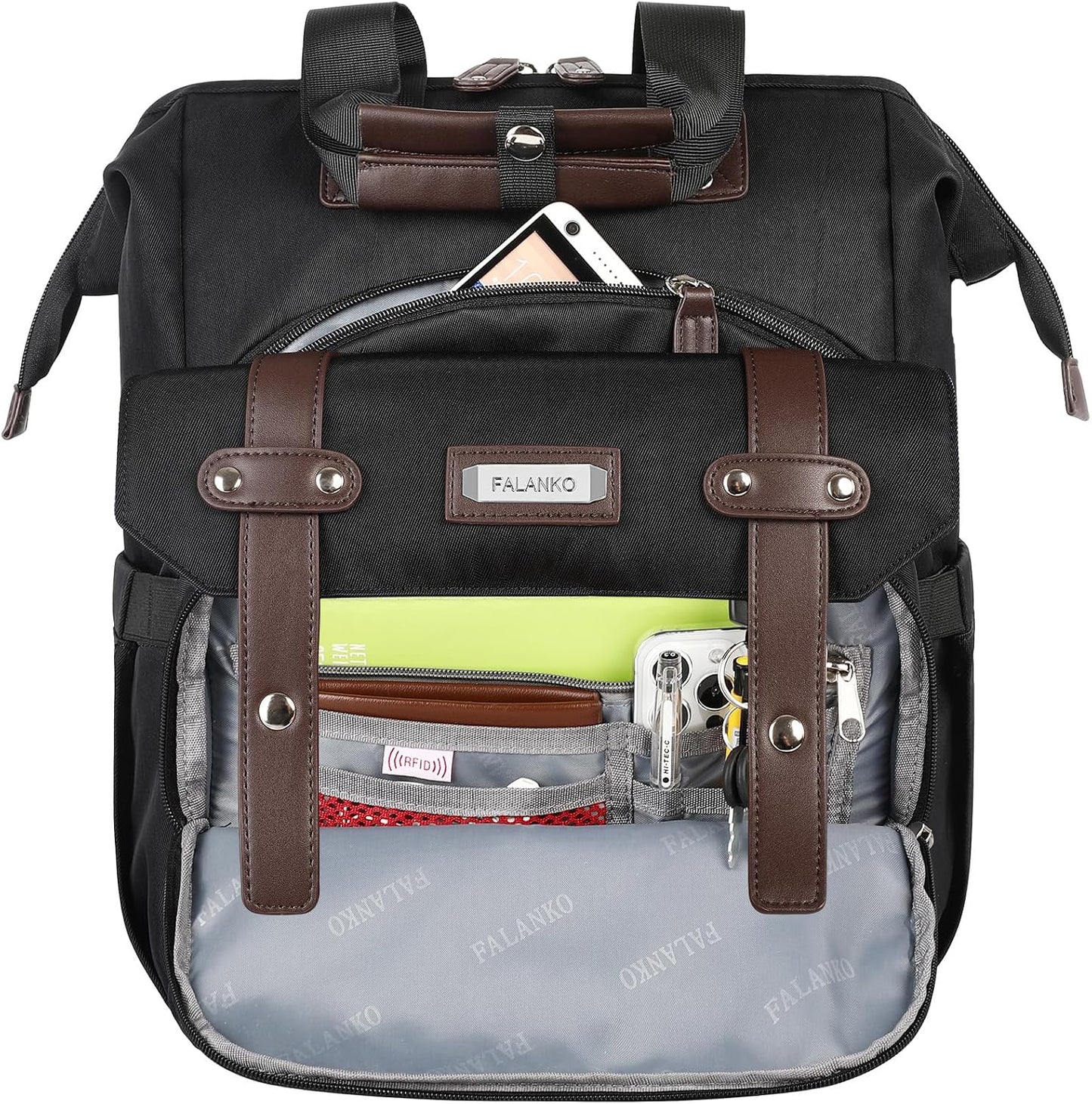 Backpack 15.6 Inch Backpack FALANKO Laptop For Women, Work Doctor Teacher Nurse Wide Open College Laptops Purse