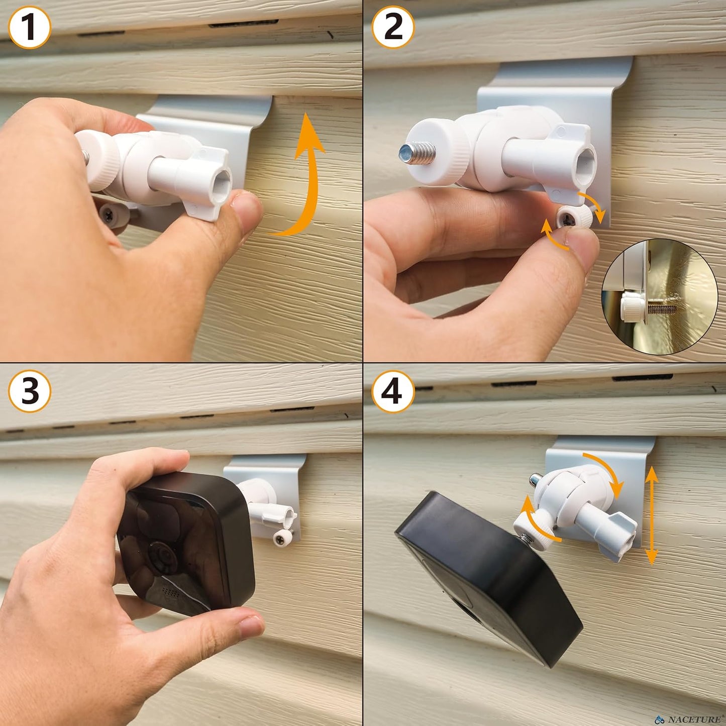 2 Pack 360 90 (2) NACETURE Vinyl Siding Mount Compatible with Blink Camera Outside with Swivel & Tilt Adjustment