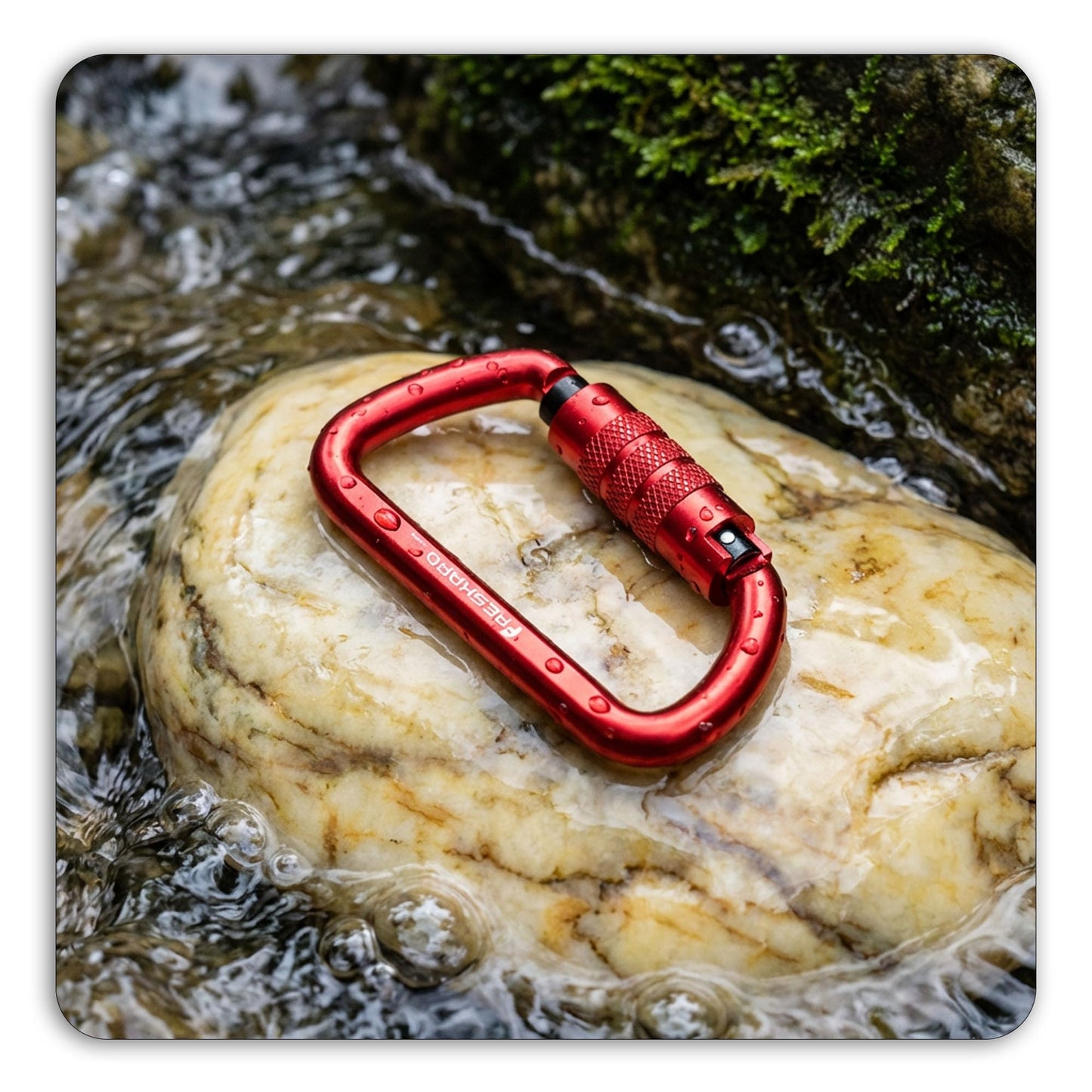 FresKaro 3inch Auto Locking Carabiner Clips, Solid D Shape Style, Heavy Duty Keychain Aluminum Carabiner - Holds a Maximum of 2698lbs, Lightweight 1.09oz, for Hammock, Hiking, Dog Leash, 3pack, Red