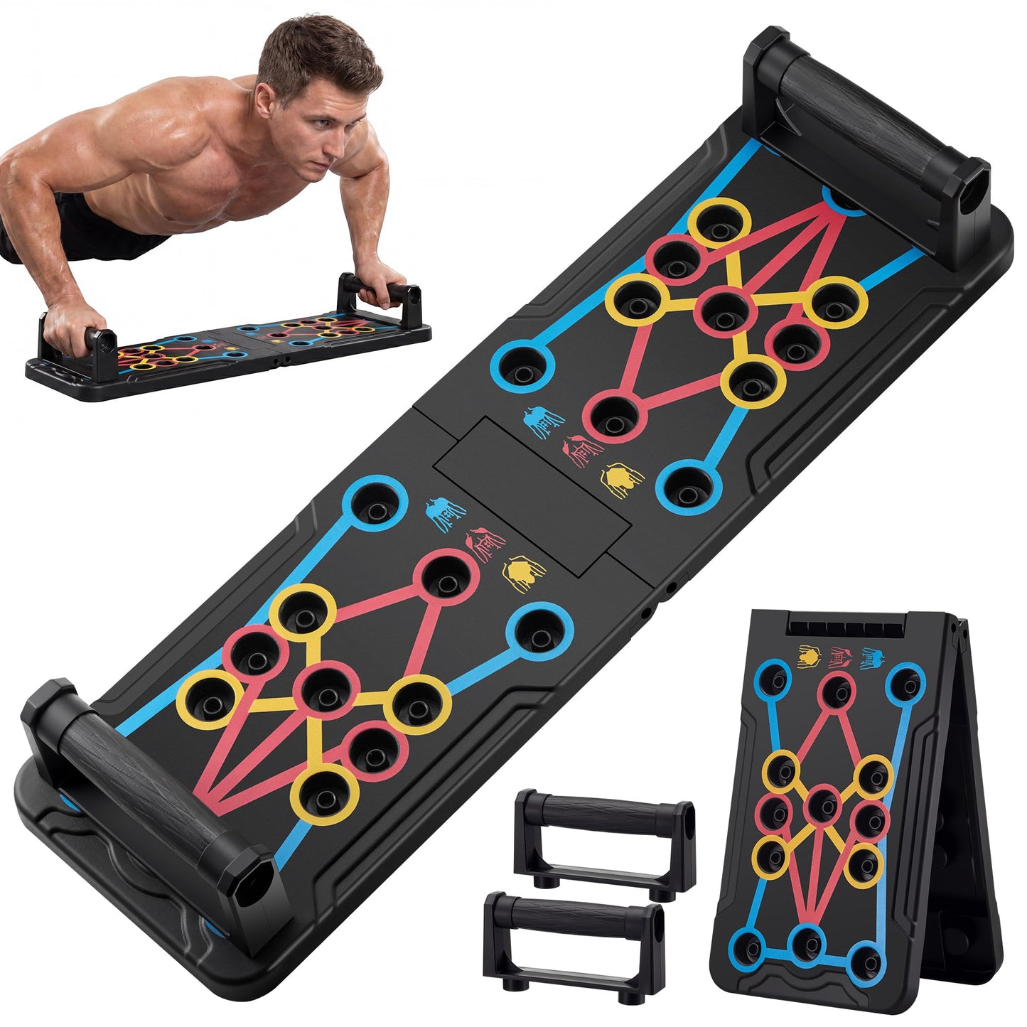 15-in-1 Foldable PushUp Stands Board Fitness,Workout Equipment for Home Gym, Men & Women Adjustable Pushup Board for Chest, Abs, Arms & Core Training,Portable Push-Up Board for Full Body Exercise