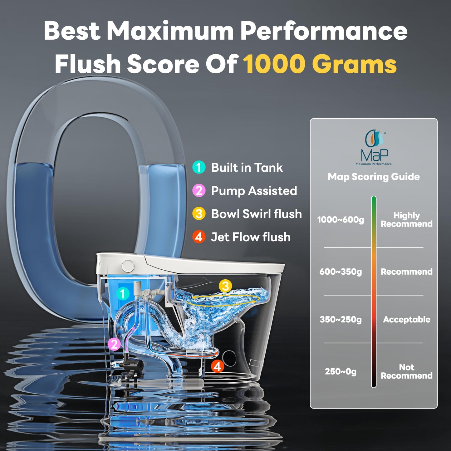 CASTA DIVA Smart Toilet with Bidet Built In, Heated Toilet Seat with Auto Open/Close Lid, Foam Shield,ADA Comfort Bidet Toilet,Foot Sensor, Elongated One Piece Toilet for Bathrooms(K050Max)