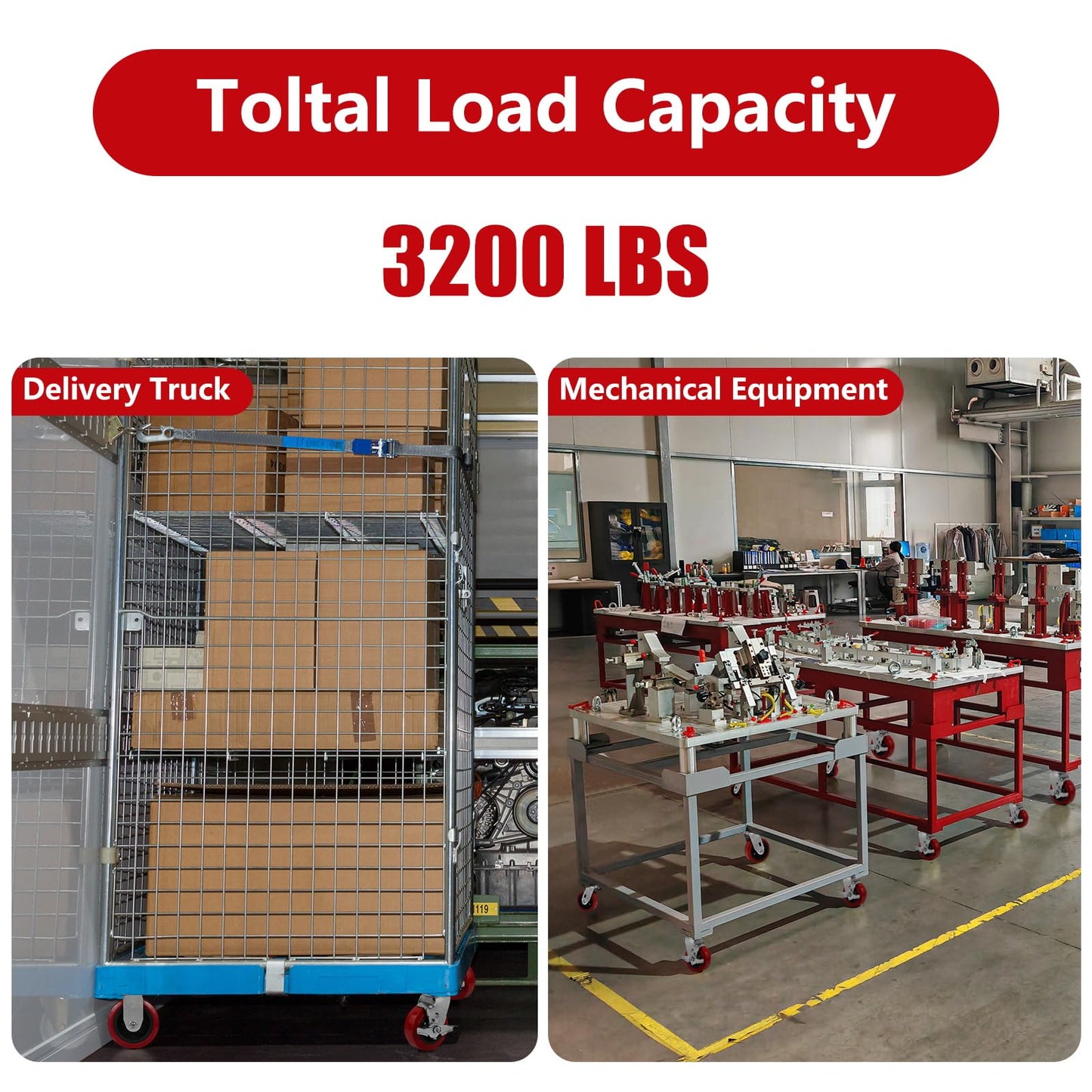 NINOSO Heavy Duty Casters, 5" Industrial Swivel Casters, Polyurethane Tread on Polypropylene Core, Casters Set of 4 with Load 3200lbs Capacity, Caster Wheels for Cart Toolbox (4 Swivel)