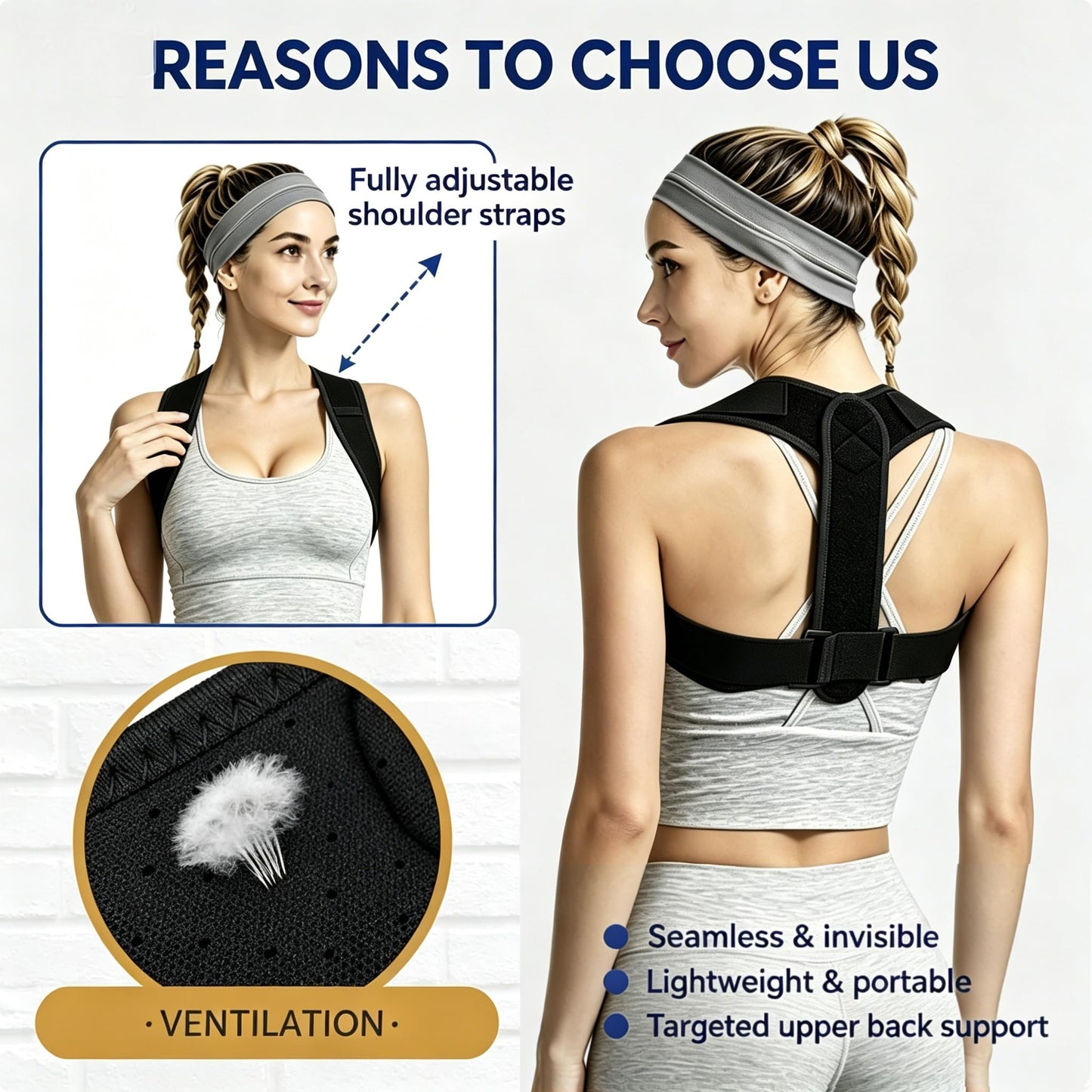 sundpik Posture Corrector for Women and Men, Adjustable Upper Back Brace, Breathable Back Support Straightener, Providing Pain Relief from Lumbar, Neck, Shoulder, and Clavicle. (1)