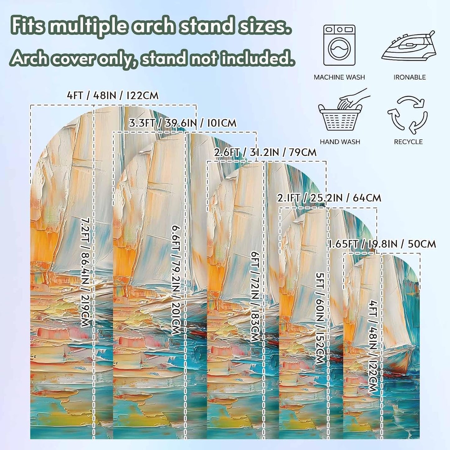 Jnbasdffb 6.6 Colorful Ship Wedding Arch Cover,Stretchy Spandex Arch Backdrop Stand Covers FT,Modern Abstract Art Ombre
