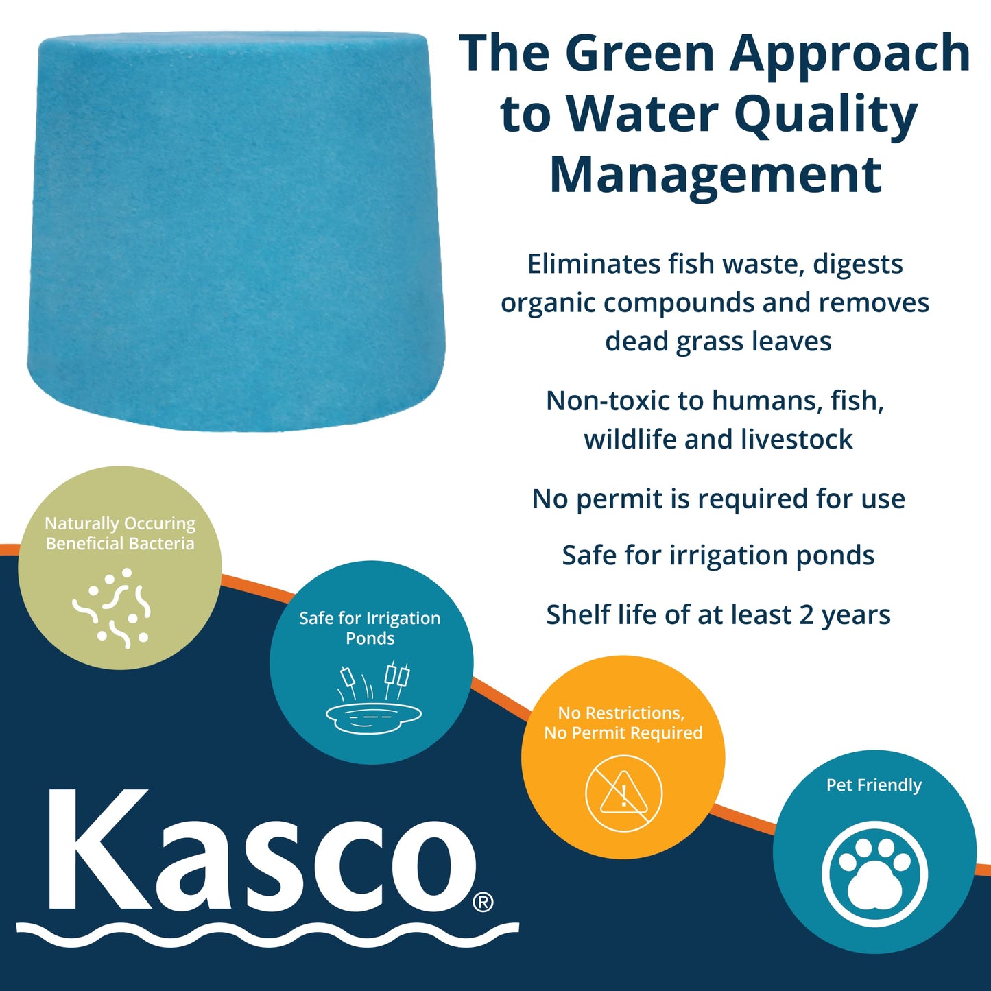Kasco Macro Zyme Time Release Block Beneficial Bacteria Pack of 2 | Muck Remover for Ponds & Lakes | Non-Chemical Lake & Pond Treatment for Eliminating Sludge & Odors | Treats Up to 6 acre-feet 12 lb.
