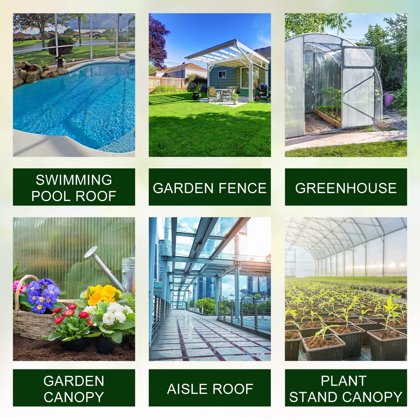 Tatuo 12 Pack 8' X 2' X 0.16'' Polycarbonate Greenhouse Panels Polycarbonate Sheets Twin-Wall Roof Panels Waterproof UV Protected Clear Corrugated Plastic Roofing for Greenhouse Replacement