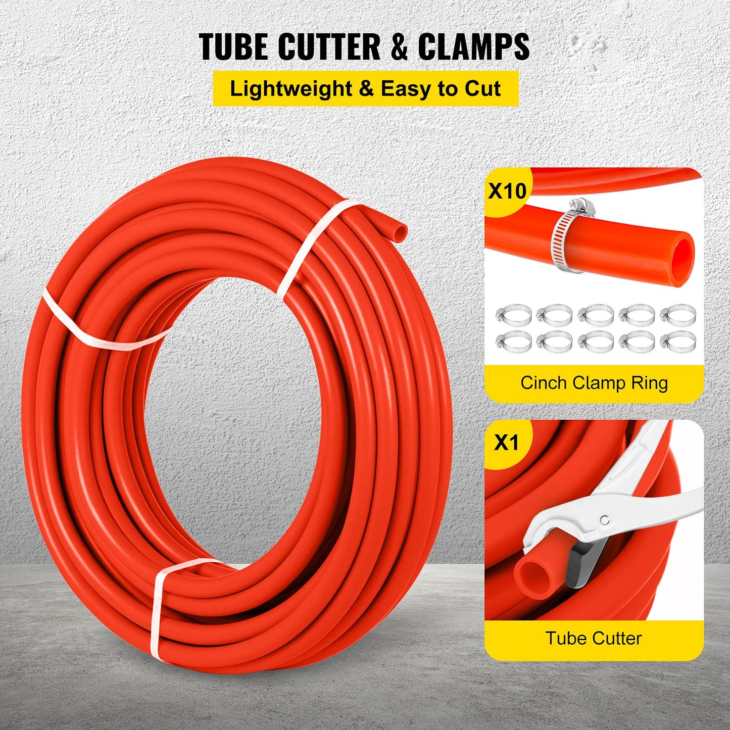 Happybuy 1000Ft PEX Tubing Pipe 1/2" PEX Tubing Oxygen Barrier Radiant Floor PEX Pipe Radiant Heat Floor Heating Plumbing Cold and Hot Water Tubing