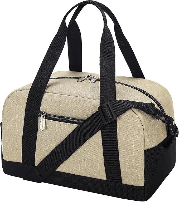 Small Gym Bag Carry On Bag - 12 in Mini Duffle Bag Lightweight for Overnight Travel(Camel)