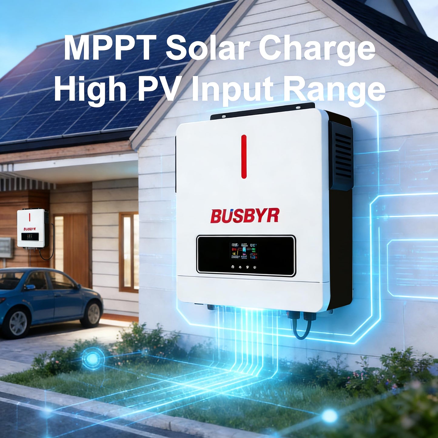 3600W Hybrid Solar Inverter Charger, 24V DC to 110V/120V AC Pure Sine Wave, Built-in 120A MPPT Controller, All-in-One Off Grid Solar Inverter for Home, RV, Cabin Backup