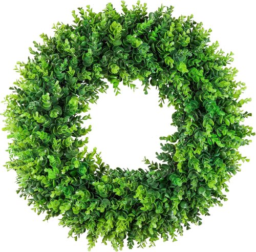 DDHS Large Boxwood Wreath - 24'' Artificial Spring Decor for Front Door | Year-Round Indoor/Outdoor Use