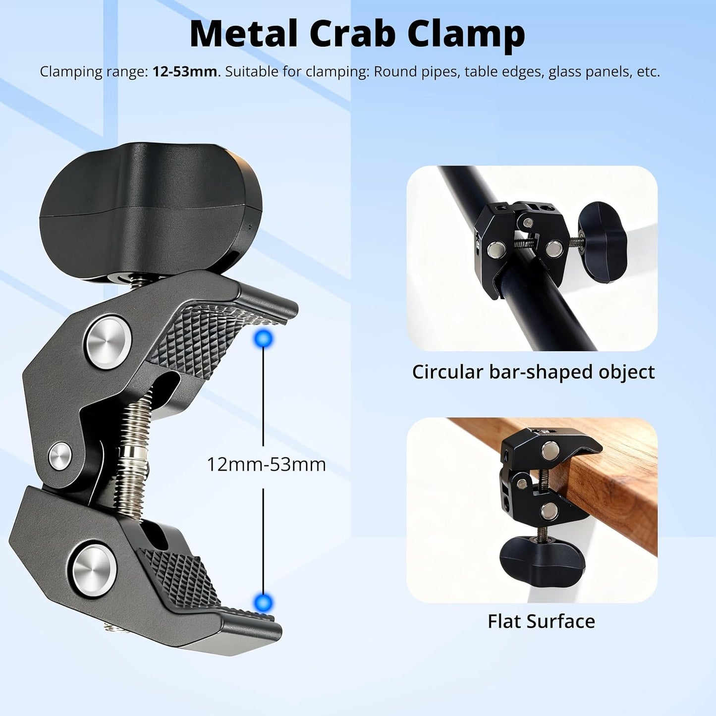 BZE 11.8-15 Inch, Stand1/4" 3/8" Universal Retractable Magic Arm Clamp Webcam & Thread with Phone Mount, Adjustable