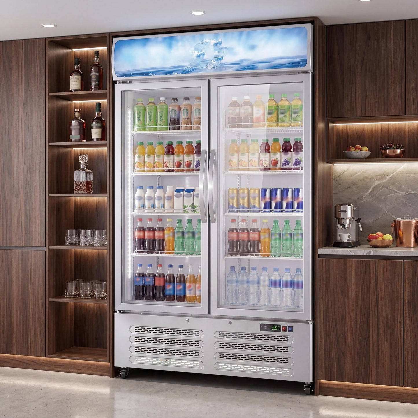 IDEALHOUSE Commercial Refrigerators, 26.8 Cu.Ft Beverage Cooler, Commercial Fridge with Glass Door Display, LED Light Adjustable Shelves Drink Cooler for Restaurant Grocery Store Home, White