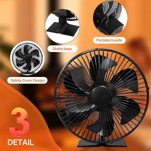 JossaColar Heat Powered Wood Stove Fan with Safety Guard | Non Electric Heat Activated Fan for Wood Burning Stove/Log Burner | Thermoelectric Fireplace Fan | Stove Accecories