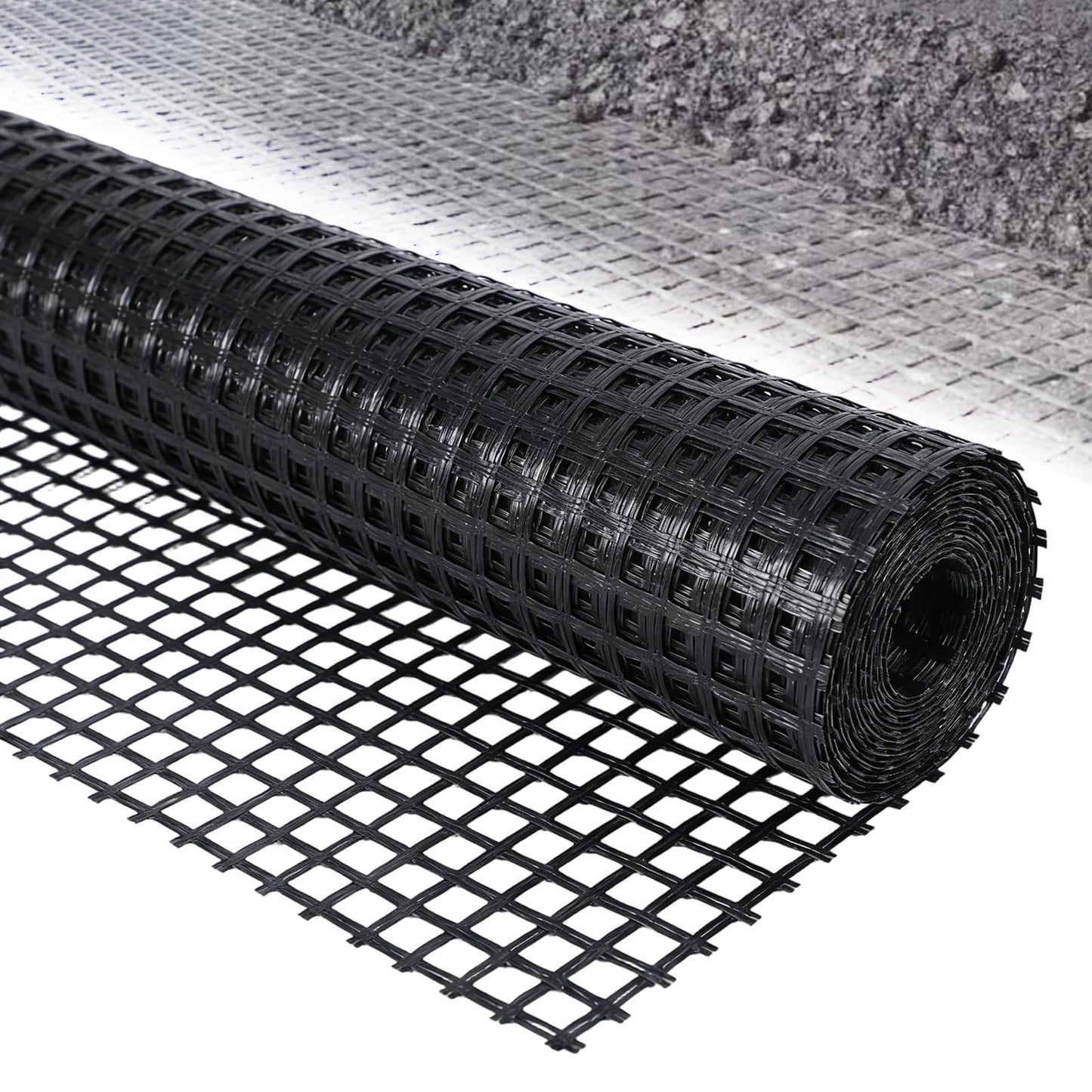 Retaining Wall Geogrid - Geogrid for Retaining Walls,4' x 98' Fiberglass Tensile Force Value 50KN,Ideal for Slope Reinforcement,Road Expansion and Pavement Maintenance