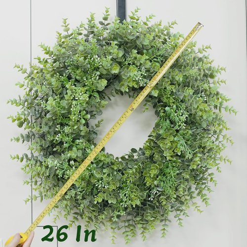 Boxwood Wreath - 26'' Large Artificial Greenery for Front Door & Home Decor | All Seasons
