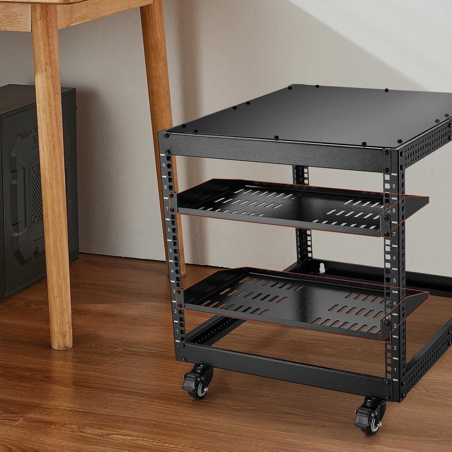 VEVOR 2PCS 1U Server Rack Shelf, Universal Vented Rack Mount Cantilever Tray for 19 inch Network Equipment Rack & Cabinet, 10" Deep Rack Mount Shelf, Weight Capacity 50 lbs Wall Mount Rack Shelf