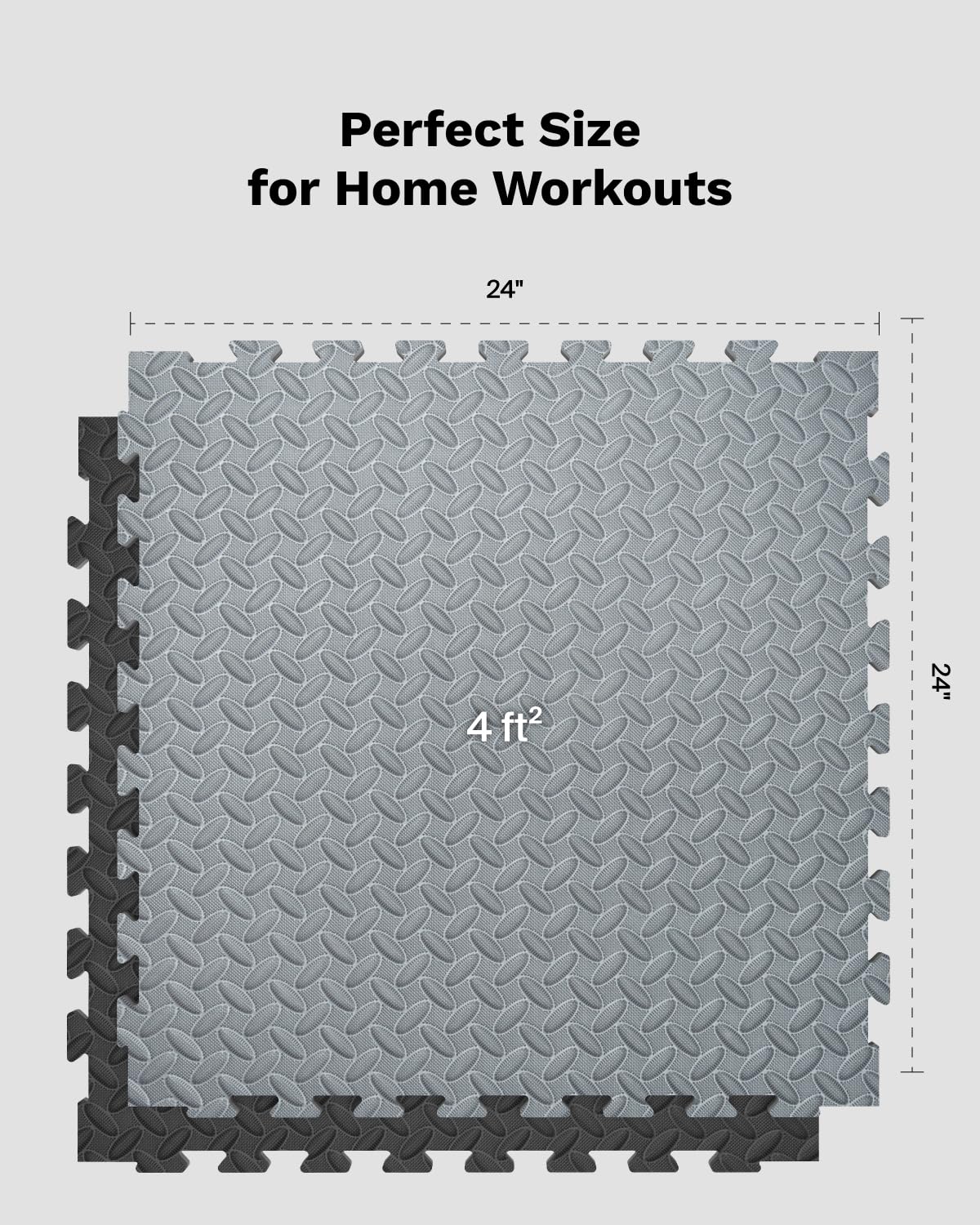 AIRHOP Upgraded 0.79" Extra Thick 48 Sq Ft High-Density Eva Foam Exercise Gym Mats, 12 Pcs Large Interlocking Puzzle Floor Tiles (24"x24") for Home Gym, Black&Gray