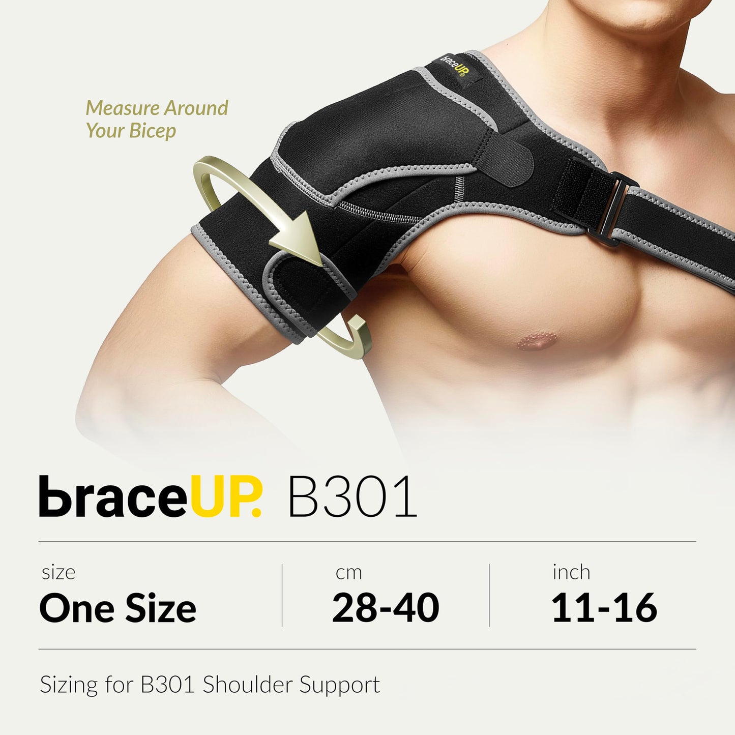 BraceUP Shoulder Brace with Adjustable Support and Ice Pad Pocket for Pain Relief, Rotator Cuff Recovery, and Injury Prevention - Ideal for Men and Women, One Size Fits Most