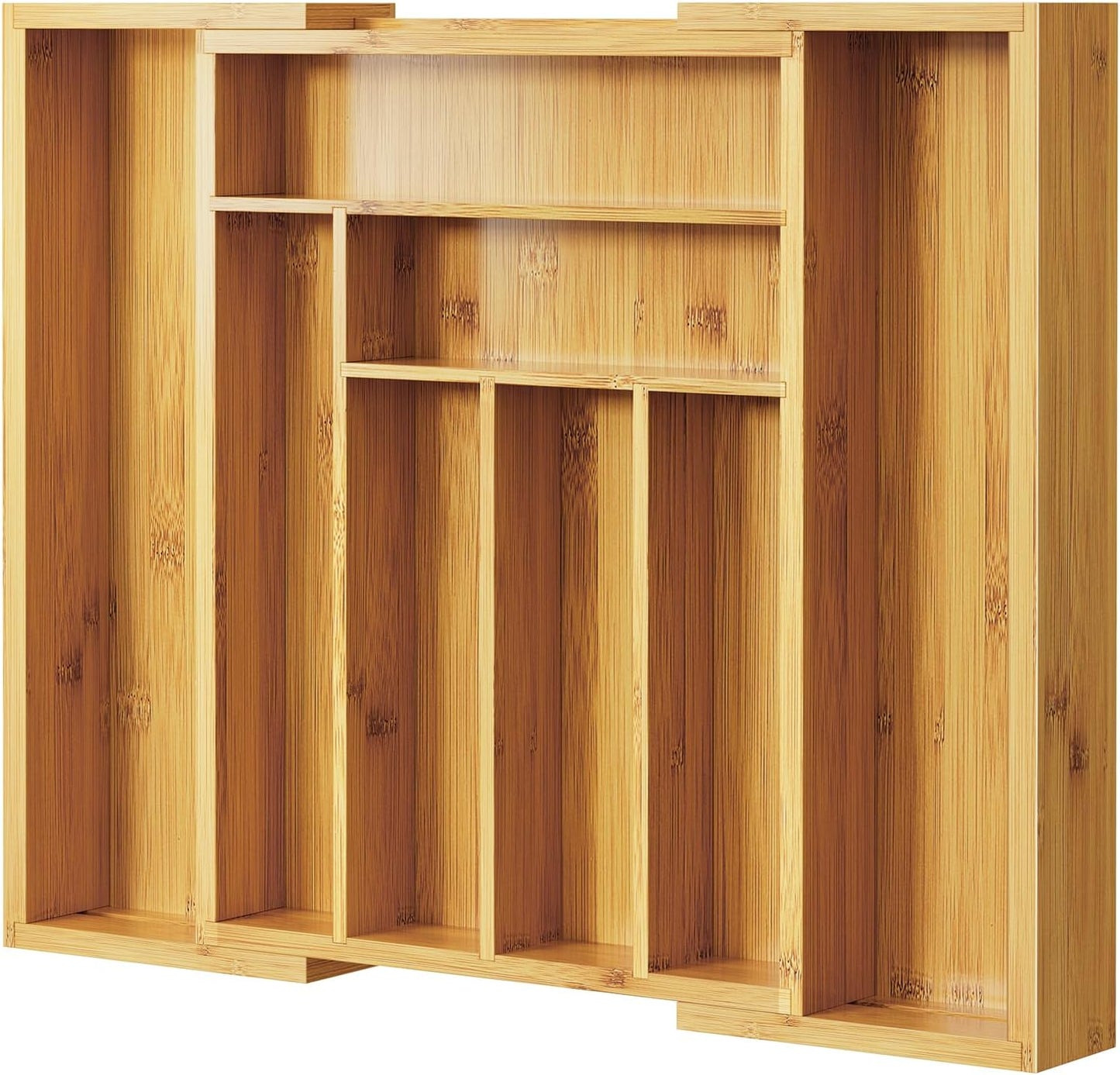 Pipishell Bamboo Silverware Drawer Organizer - Adjustable Utensil Tray for Kitchen & Home Storage