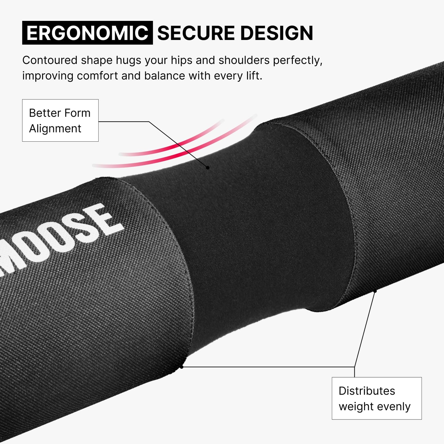 DMoose Fitness Barbell Squat Pad - Hip Thrust Pad for Squats & Lunges - Relief Pressure from Neck, Shoulder & Lower Back - Non-Slip EVA Foam with Safety Straps for Gym & Home - (Black Fabricated)
