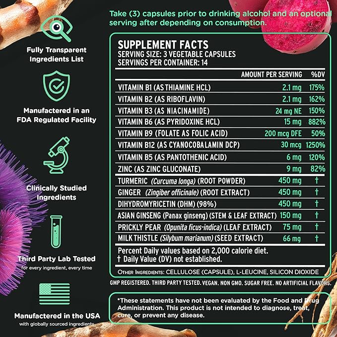 SuperBonsai Super Recovery Capsules for Post Celebration and Morning Relief - All Natural Holistic Support - 3 Capsules Taken Before Drinking and an Optional Serving After (28 Servings)