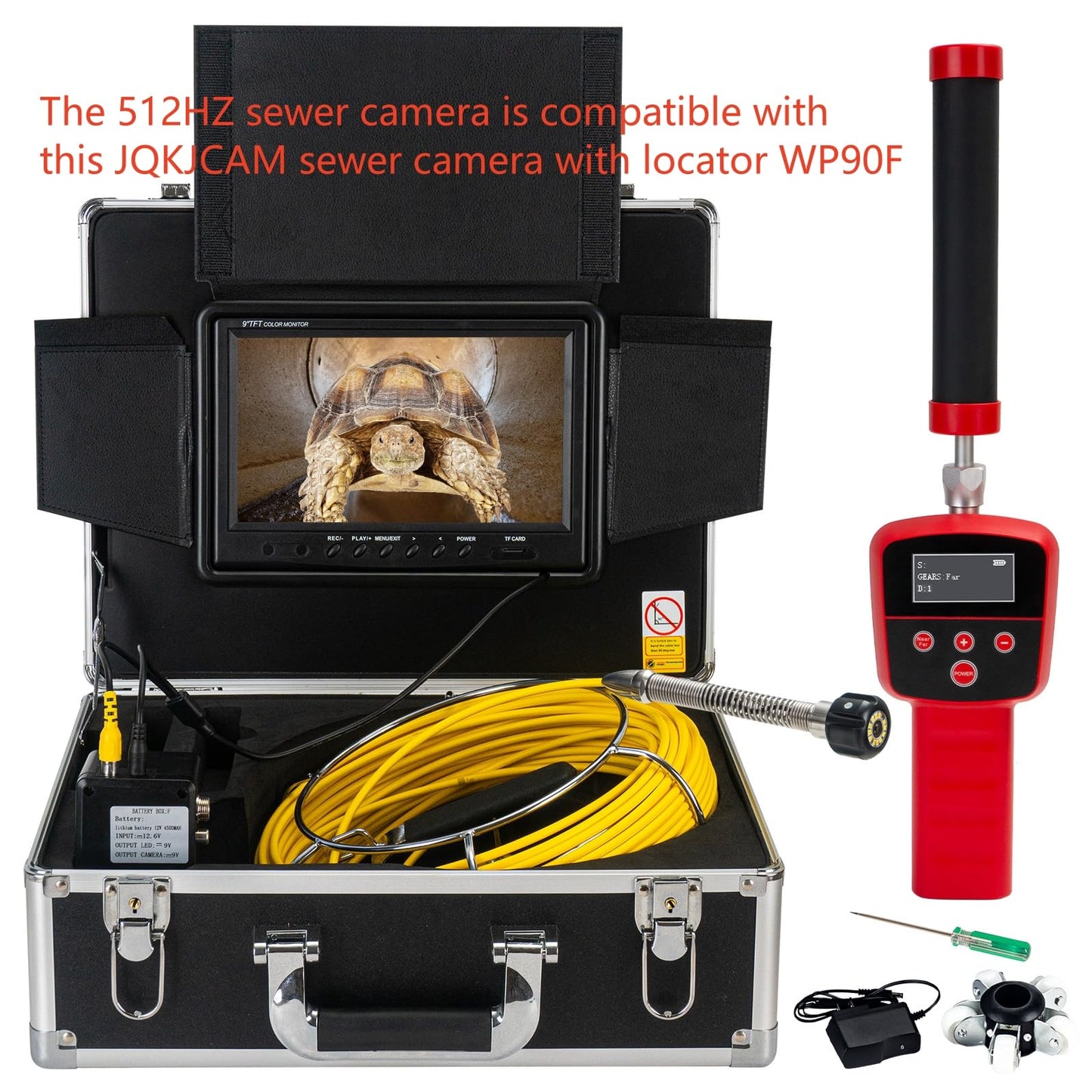 WP9600FTR 512HZ Sewer Camera Head Replacement Parts Self Leveling with Locator 12 Lights Guide Wheel Protective Cover,Accessory for 23MM JQKJCAM Pipe Drain Sewer Inspection Camera SP09F WP90F WP9612