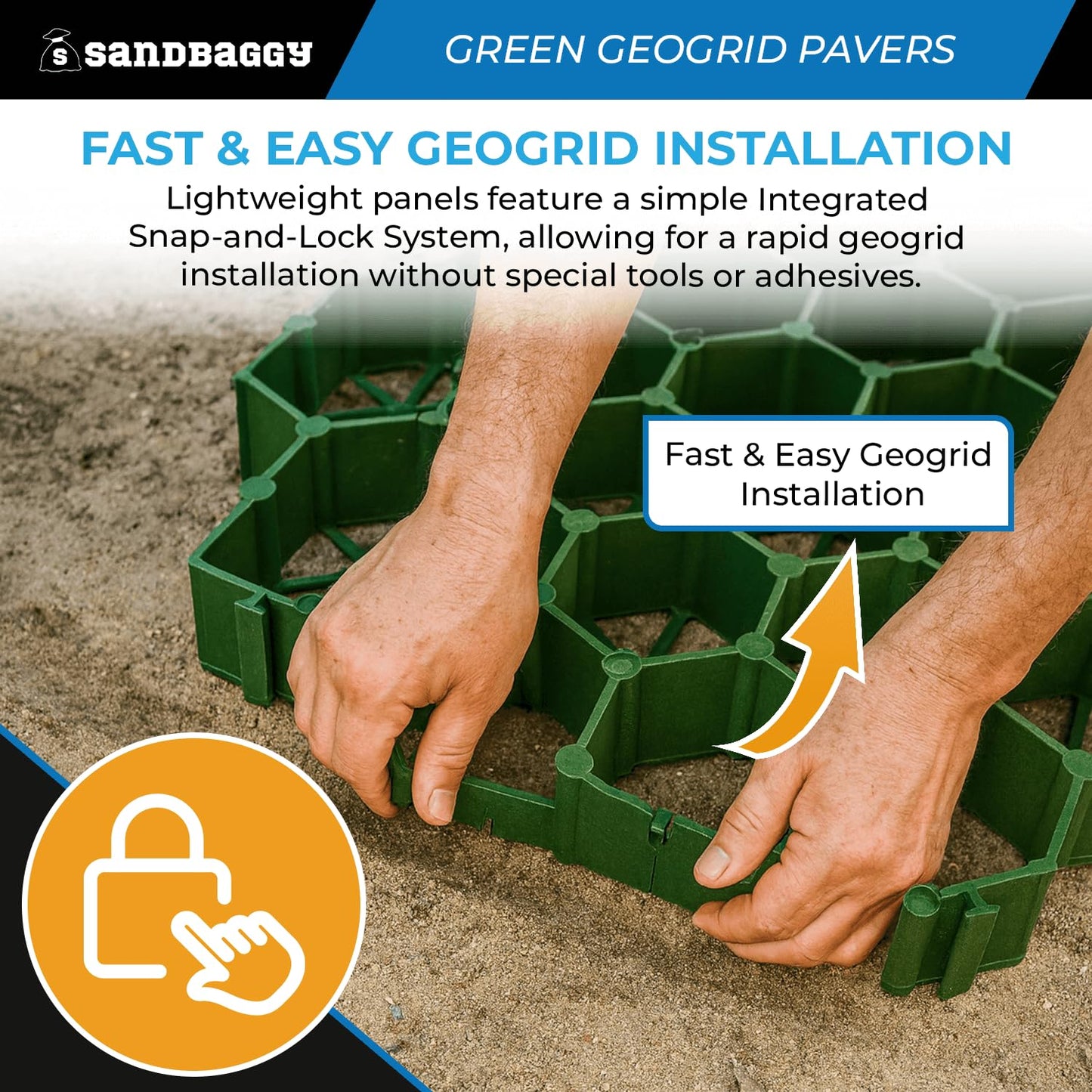 Sandbaggy Geogrid Paver (Green) 1.5" Depth (20x20) | Gravel & Grass Driveway Grid (20x20, 6, Count)