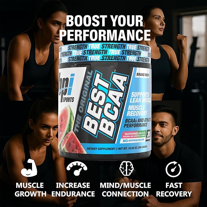 BPI Sports Best BCAA Powder, Branched Chain Amino Acids, Watermelon Ice, 60 Servings, 1.32 Pound, 21.12 oz