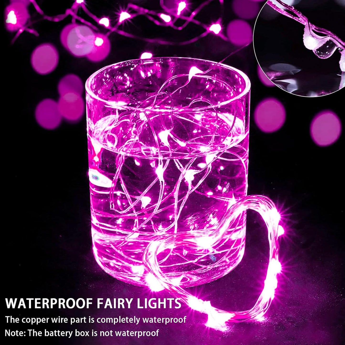 Skiennix 8 Pack Pink Fairy Lights - 7Ft 20 LED Twinkle String Lights | Battery Operated & Waterproof for Parties, Weddings, and Holidays
