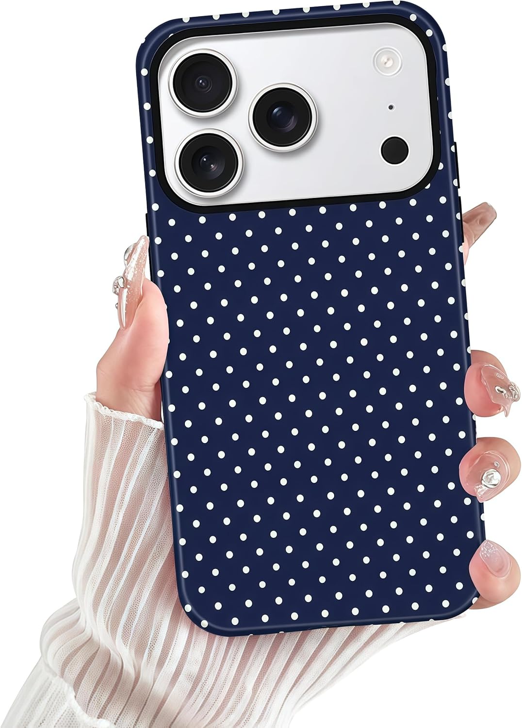 Aleviker 17 2-Layer Case for iPhone Pro Max, Glossy Hybrid Hard Shell, Aesthetic Scratch Resistant Cover, Navy Blue