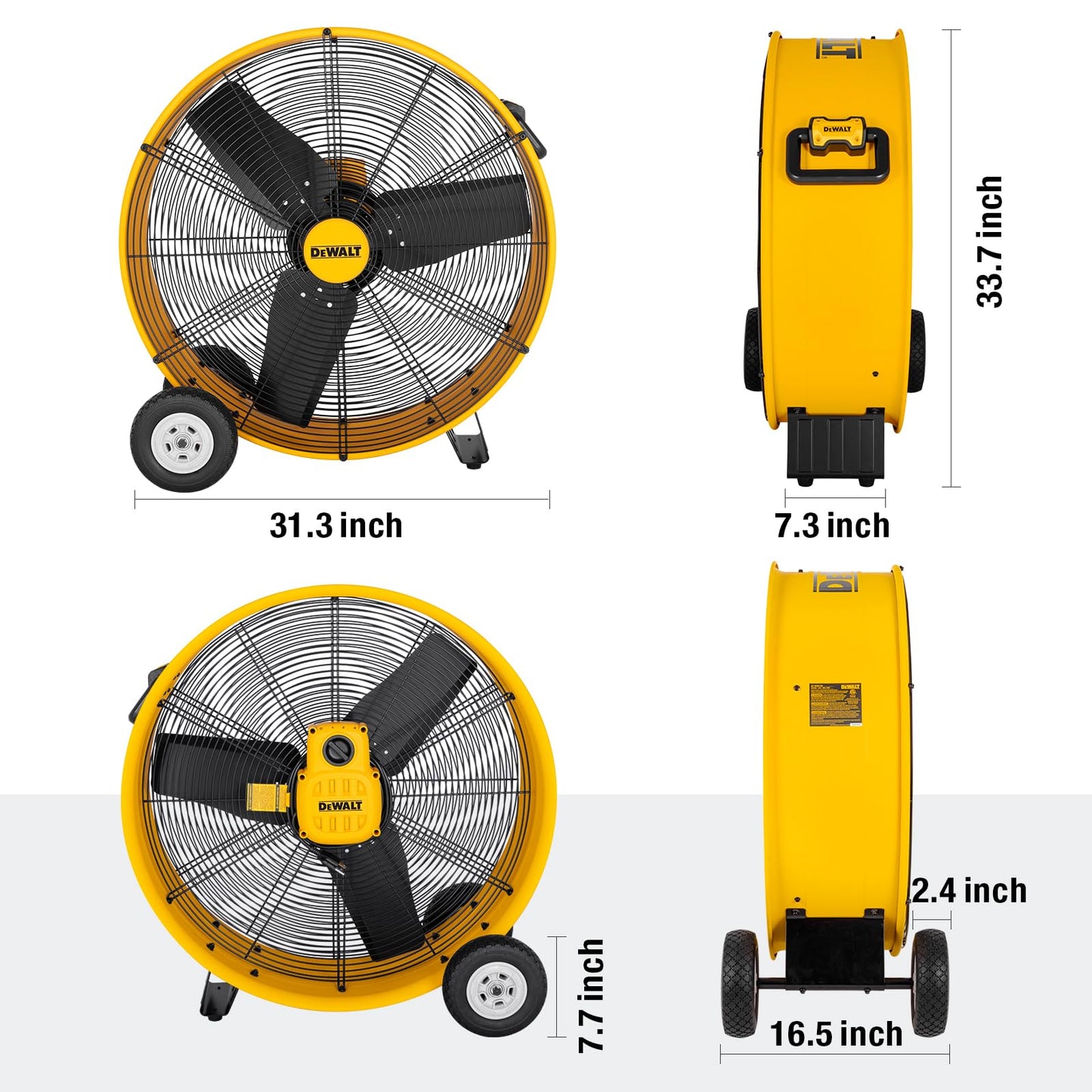 DEWALT DXF3080 High-Velocity 30" Industrial Drum Fan, 8000CFM, Floor, Barn, Warehouse Fan, Heavy Duty Metal Industrial