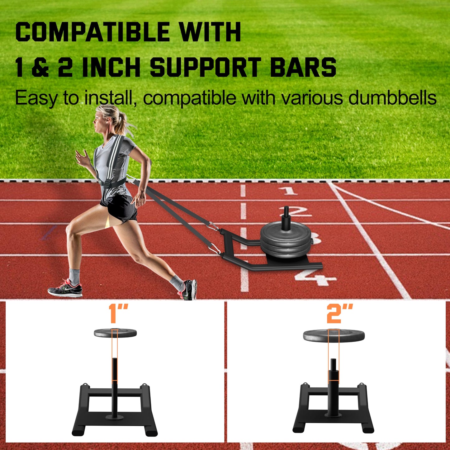 Weight Sled for Training - Heavy Duty Football Sled for Lineman, Sled Pull Workouts, Speed & Strength Training, Football Blocking Sled, Running Sled for Athletes, Weighted Sled for Outdoor & Indoor Workouts (Black)