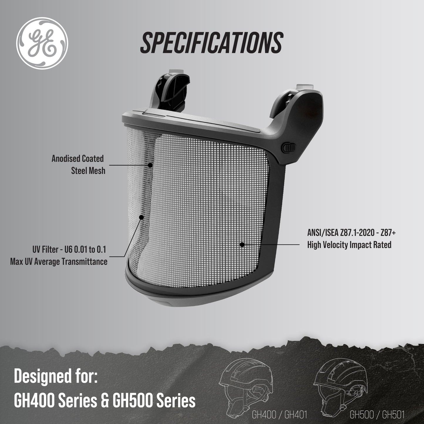 Complete Safety Gear Set: GE Safety Helmet, Full Face Mesh Visor Kit & Cap Mounted Earmuff – Impact Protection | Noise Reduction | Enhanced Comfort for Construction and Industrial Work. (Green)