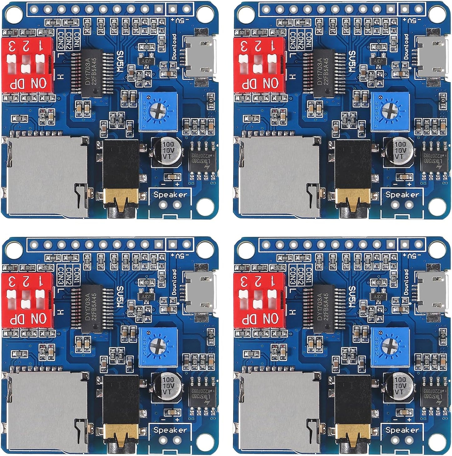 DIANN 4pcs MP3 DY-SV5W 32G Voice Playback Module Player Music Voice Board IO Trigger UART Serial Adapter Control