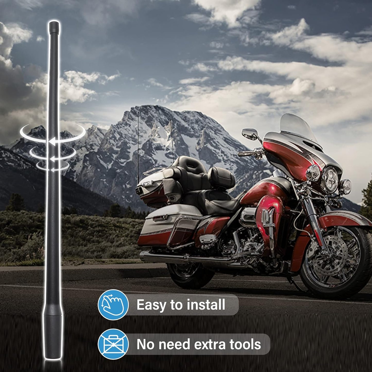 Anina 2PC 13 Inch 1998-2022 Antenna Mast for Harley Davidson Motorcycle Aerial Antenna for FM/AM Radio Signal Reception