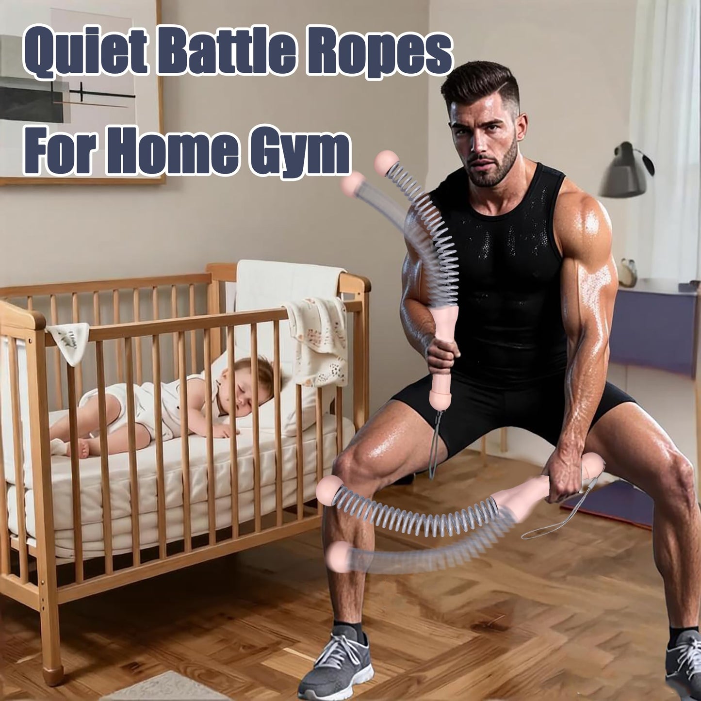 Weighted Ropeless Battle Ropes, Portable Cordless Battle Ropes For Home Gym, Weighted Quiet Exercise Rope For Low-Impact Workout, Strength & HIIT For Men & Women,2PCS (Pink)